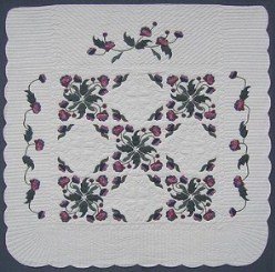 Custom Amish Quilts - Windy Rose Garden Burgundy Green Applique