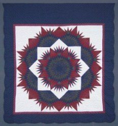 Custom Amish Quilts - Broken Mariners Compass Star Burgundy Navy