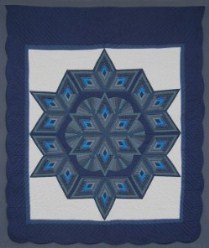 Custom Amish Quilts - Completed Fan Star Blue