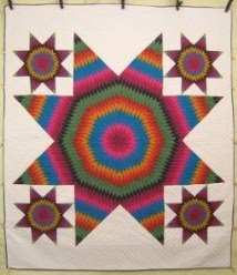 Custom Amish Quilts - Brilliant Southwestern LoneStar Patchwork 
