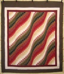 Custom Amish Quilts - Ocean Wave Bargello Patchwork Red Green
