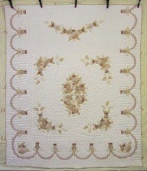 Custom Amish Quilts - Country Rose Grandma Anna Certified Applique Tan