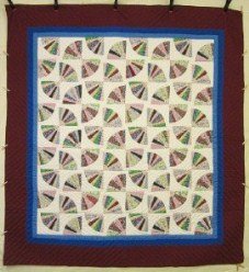 Custom Amish Quilts - Grandmas Fan Burgundy Patchwork
