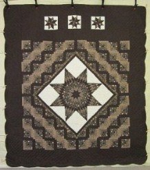 Custom Amish Quilts - LoneStar Log Cabin Brown Chocolate Patchwork
