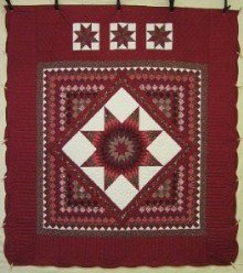 Custom Amish Quilts - Lone Star in Commons Red Tan Patchwork