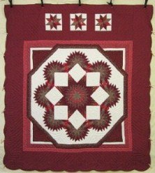 Custom Amish Quilts - Framed Star Starburst Red