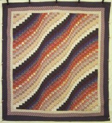 Custom Amish Quilts - Bargello Ocean Wave Brown Tan Patchwork