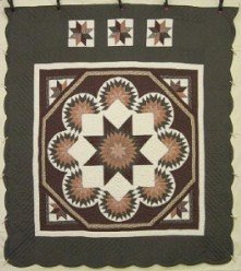 Custom Amish Quilts - Radiating Framed Lone Star Green Brown