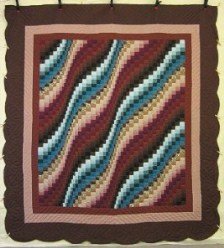 Custom Amish Quilts - Bargello Wave Patchwork Brown Burgundy Blue