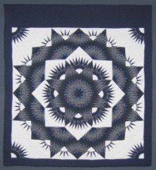 Custom Amish Quilts - Broken Mariners Starburst Star Blue