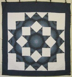 Custom Amish Quilts - Star in Split Star Blue Patchwork