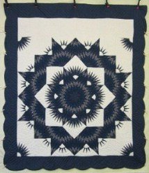 Custom Amish Quilts - Starburst Pulsating Navy Patchwork