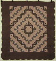 Custom Amish Quilts - Log Cabin Fan Brown Chocolate Patchwork
