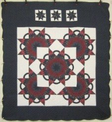 Custom Amish Quilts - Starburst in Starburst Patchwork Navy Burgundy