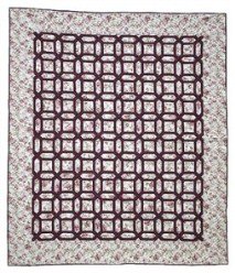 Custom Amish Quilts - Garden Trellis Rose Burgundy Patchwork