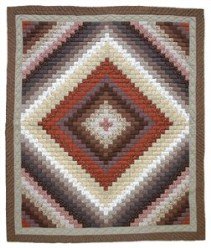 Custom Amish Quilts - Trip Around World Brown Terracotta Patchwork
