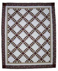 Custom Amish Quilts - Double Irish Chain Patchwork Tan Burgundy
