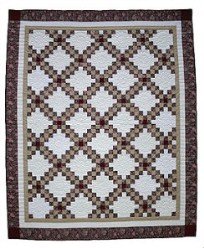 Custom Amish Quilts - Double Irish Chain Patchwork Tan Burgundy