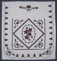 Custom Amish Quilts - Framed Rose Bouquet Applique Burgundy