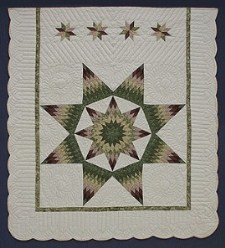 Custom Amish Quilts - Broken Lonestar Green Purple Patchwork