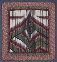 Custom Amish Quilts - Bargello Patchwork Burgundy Green Certified