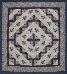 Custom Amish Quilts - Log Cabin Splendor Sage Burgundy Patchwork