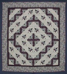 Custom Amish Quilts - Log Cabin Splendor Sage Burgundy Patchwork