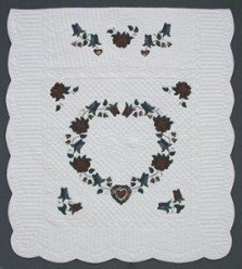 Custom Amish Quilts - Heart Roses Mary Grace Applique Certified Burgundy
