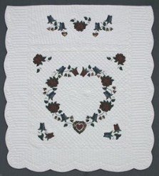 Custom Amish Quilts - Heart Roses Mary Grace Applique Certified Burgundy
