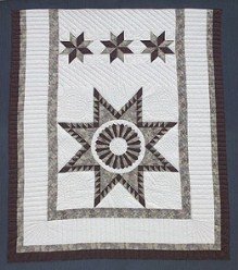Custom Amish Quilts - Framed Kentucky Star Patchwork Certified Burgundy Grey
