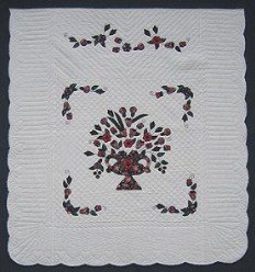Custom Amish Quilts - Vase Flower Bouquet Applique Rose