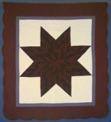 Custom Amish Quilts - Eight Pointed Lone Star Brown Rust