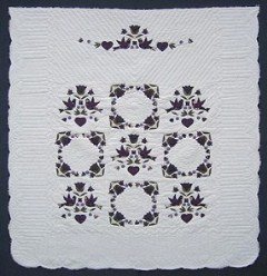 Custom Amish Quilts - Country Bride Applique Purple Heart