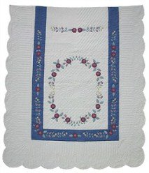 Custom Amish Quilts - Emmas Wreath Applique Blue Certified
