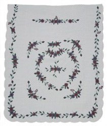 Custom Amish Quilts - Heart Flowers Applique Burgundy Green