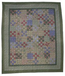 Custom Amish Quilts - Improved Nine Patch Patchwork Green Certified