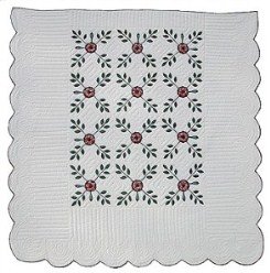 Custom Amish Quilts - Country Flower Applique Green Burgundy
