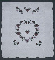 Custom Amish Quilts - Heart Roses Applique
