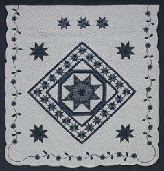 Custom Amish Quilts - Framed Star Stars Patchwork Flower Border