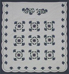 Custom Amish Quilts - Windy Tulip Applique Blue