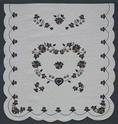 Custom Amish Quilts - Heart Roses Applique Border Blue
