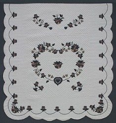 Custom Amish Quilts - Heart Roses Applique Border Blue
