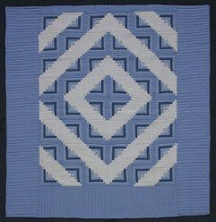 Custom Amish Quilts - Sky Blue Log Cabin Patchwork