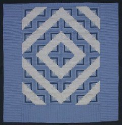 Custom Amish Quilts - Sky Blue Log Cabin Patchwork