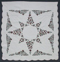 Custom Amish Quilts - Christmas Flower Star Applique Burgundy Green
