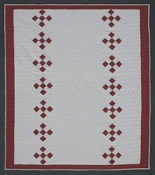 Custom Amish Quilts - Red White Nine Patch Patchwork