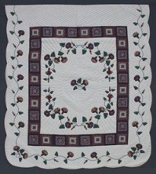 Custom Amish Quilts - Morning Glory Log Cabin Applique Border
