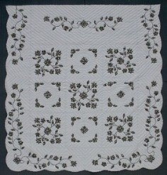 Custom Amish Quilts - Spring Flower Black Grey Applique
