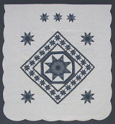 Custom Amish Quilts - Star in Stars Patchwork Blue