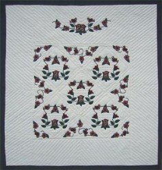 Custom Amish Quilts - Rose Vine Applique Burgundy Green